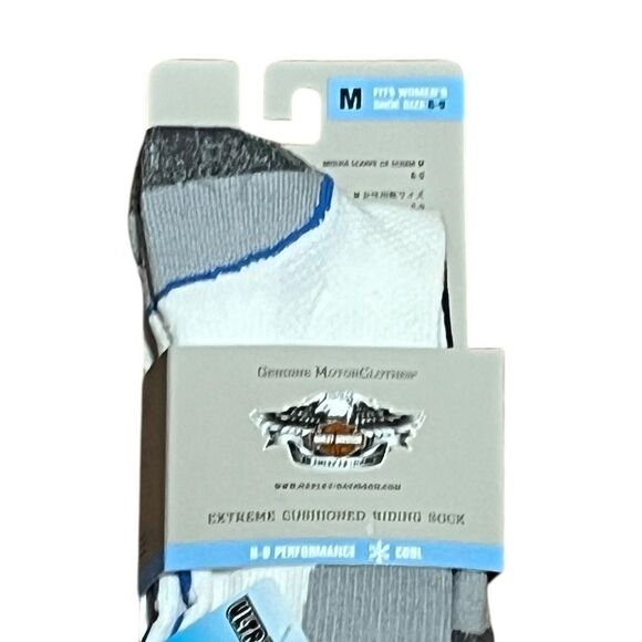 Harley-Davidson Extreme Cushion Riding Socks, White and Gray, Size M, NWT - Picture 3 of 5